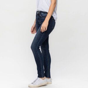 Judy Blue Mid Rise Vintage Raw Hem Skinny Jeans